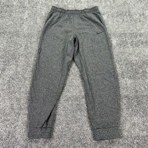 Nike Jogger Pants Mens XL Gray Dri-Fit Fleece Tapered Elastic Waist Casual Logo